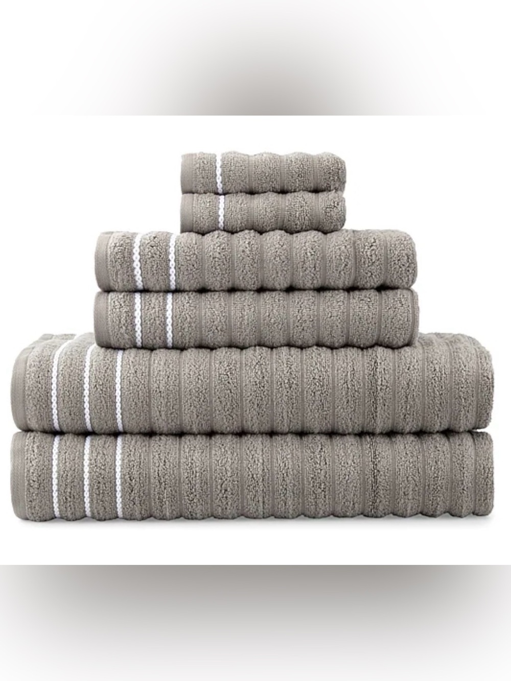 Home Expressions 6-pc. Ribbed Solid Bath Towel Set-Gray